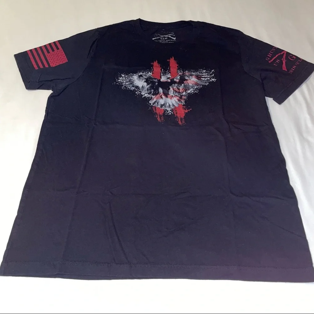 Men's Black Graphic Tee with Red Accent